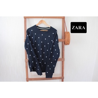 ZARA MAN ไหมพรมลายจุดสีกรม ใหม่ ป้าย XL อก 48 ยาว 28