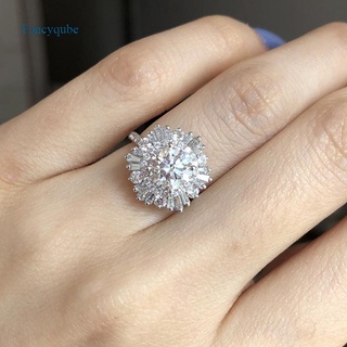 Fancyqube แหวนคริสตัลประดับคริสตัล Cubic Zirconia Bling อุปกรณ์เสริมสําหรับเต้นรําเครื่องประดับแฟชั่นสตรี