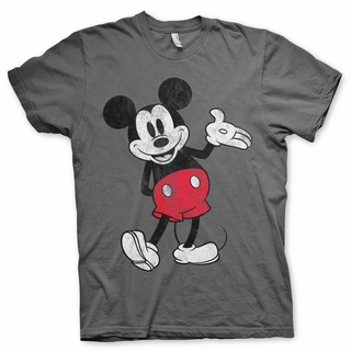 เสื้อยืด พิมพ์ลาย Mickey Mouse Kick Clic แฟชั่นฤดูร้อน สําหรับผู้ชาย สีเทาSize S-5XL