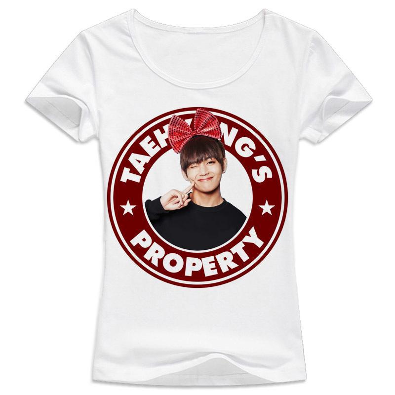 เสื้อผ้าแฟชั่นผู้หญิงBts New Style Kawaii เสื้อยืดลําลองสําหรับสตรีแขนสั้นคอกลมพิมพ์ลาย