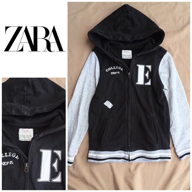 เสื้อ Zara Boy สีดำแขนสีเทา งานปัก