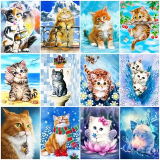 5D DIY Diamond Painting Full of Diamond Cat Painting Animal Mosaic Home Wall Decoration