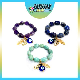 กำไลข้อมือ หินแร่ เครื่องราง แต่งติ้ง evil eye ตุรกี โอม และขนนก