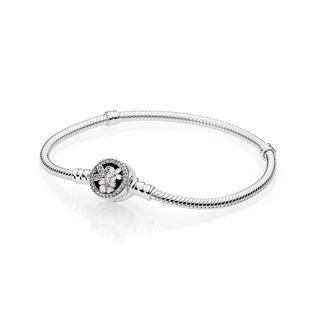 [พร้อมส่ง สินค้าแท้ 💯 ]   Pandora Jewelry Pandora Moments Silver Bracelet With Poetic Blooms