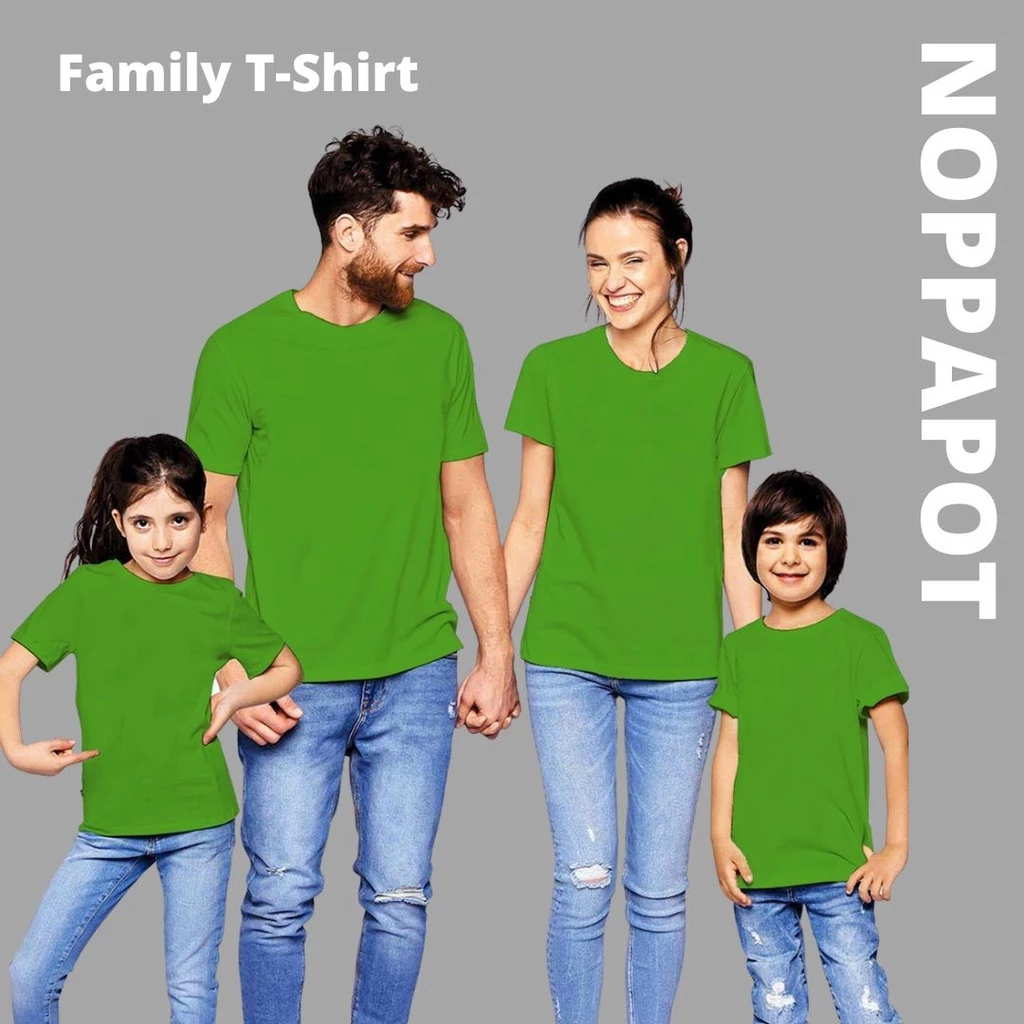 พร้อมส่ง เสื้อยืดคอกลมสีเขียว เขียวคริสมาสต์ Cotton100% ใส่สบายไม่มีตะเข็บข้าง เสื้อครอบครัว มีเก็บเงินปลายทาง