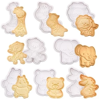 4 ชิ้น สัตว์ คุกกี้ ลูกสูบ ตัด การ์ตูน เบเกอรี่ แม่พิมพ์ คุกกี้ แสตมป์ บิสกิต DIY เครื่องมือตกแต่งแม่พิมพ์