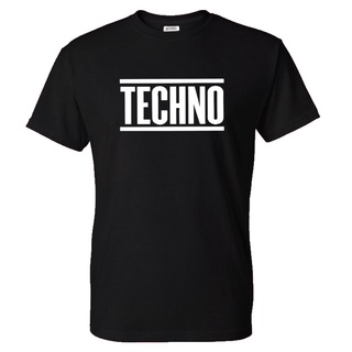 เสื้อยืดครอปเสื้อยืดลําลอง ผ้าฝ้าย แขนสั้น คอกลม พิมพ์ลายตัวอักษร Techno สไตล์วินเทจ สําหรับผู้ชายS-5XL