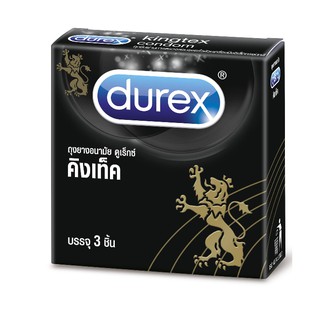 ไม่ระบุสินค้าหน้ากล่อง Durex Kingtex ถุงยางอนามัยแบบผิวเรียบ ไซด์มาตราฐานชายไทยขนาด 49 มม. 1กล่อง(3ชิ้น)