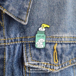 🇹🇭 พร้อมส่ง : เข็มกลัดลายขวดโหลใส่เกลือสีเขียวมิ้นต์ | Green Mint Salt Jar Enamel Brooch Pin.