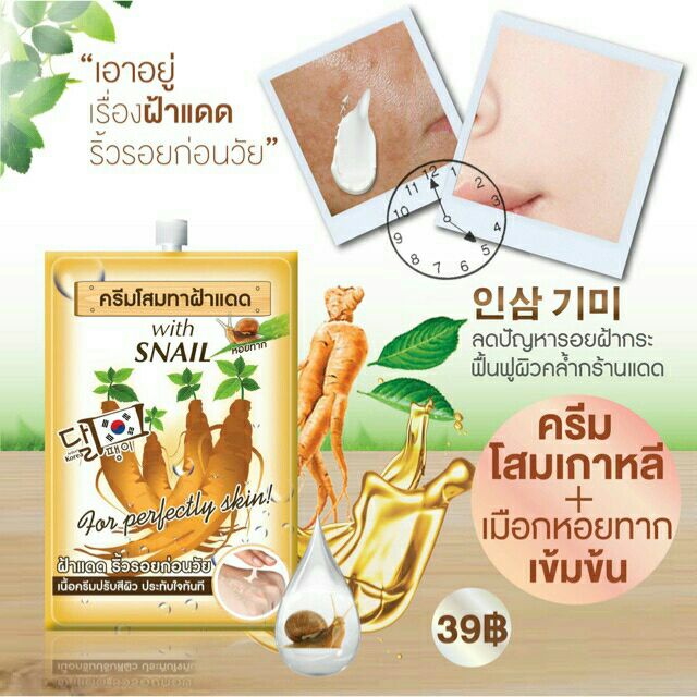 [♥️แท้/1กล่อง6ซอง]ครีมโสมทาฝ้าแดด ฟูจิ จินเสง วิท สเนล ครีม ลดฝ้า กระ และริ้วรอยบนใบหน้า FUJI GINSENG WITH SNAIL CREAM ราคา ถูกที่สุด ดีลบีเคเค แกลเลอรีภาพที่ 3