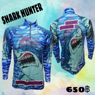 เสื้อตกปลา JK Thailand เสื้อสำหรับกีฬากิจกรรมกลางแจ้ง ลาย SHARK HUNTER ป้องกันรังสี UV 80% แห้งเร็ว