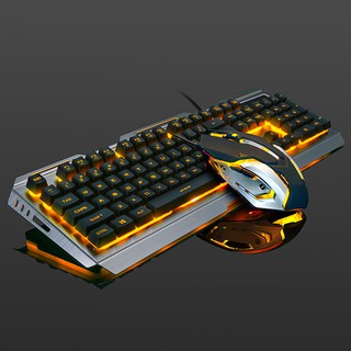 ✩V1 USB Wired Ergonomic Backlit Mechanical Feel Gaming Keyboard and Mouse Set