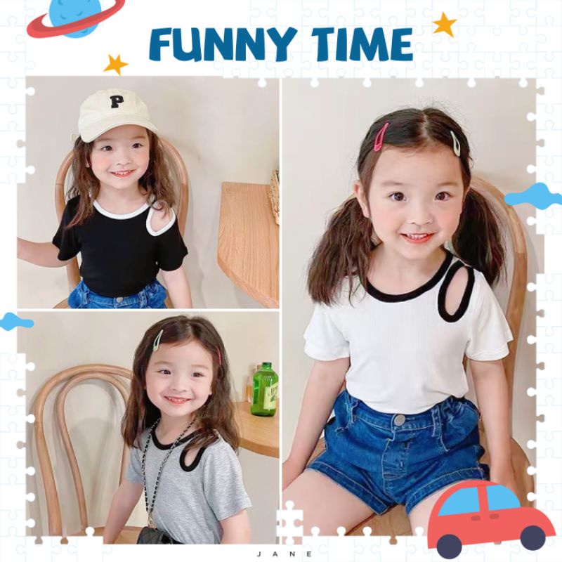 KIDS FASHION Contrast Color Round Neck Pit Bar Short Sleeve T-GC320