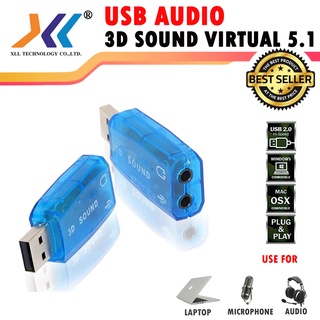 USB 2.0 to 3D Audio Sound Card Adapter Virtual 5.1 (คละสี) (sound01)