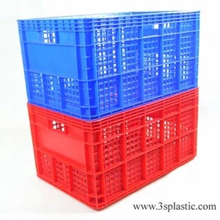 ตะกร้า โปร่ง ขนาด 37.0 x 55.5 x 30.5 ขนาดบรรจุ25kg.เกรดอุตสาหกรรม ผลิคจากพลาสติกใหม่ ใช้ห้องเย็นได้