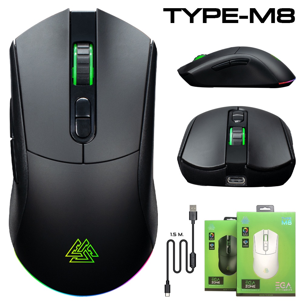 ⚡️เมาส์เกมมิ่งไร้สาย⚡️ EGA Type M8 Wireless Gaming Mouse มีไฟ RGB ปรับ DPI ได้ ของแท้