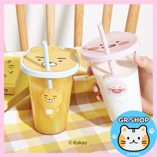 [DAISO Korea] KAKAO FRIENDS แก้วน้ําพลาสติก มีหลอดดูด 400 มล. 2 ตัวเลือก สไตล์เกาหลี สําหรับเด็ก