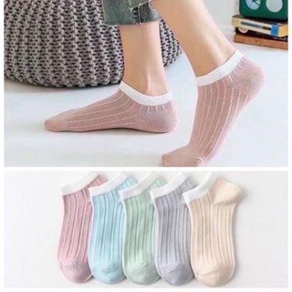 ถุงเท้าแฟชั่น สีหวาน เชต5คู่
