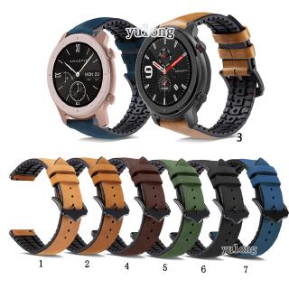 สายหนังแท้สายรัดซิลิโคนสำหรับ Huami Amazfit GTR 2 42 มม. 47 มม. GTR2 GTR 2E GTR 3 Pro