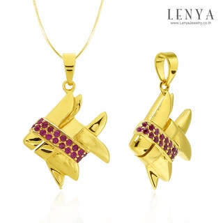 Lenya Jewelry ต่างหู หรือ จี้ เงินแท้ 925 ชุบทองคำ ดีไซน์รูปปลาตะเพียน เพิ่มความหรูหราด้วยทับทิมสยาม