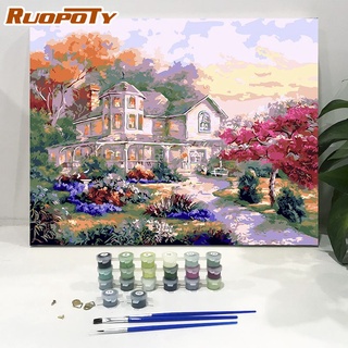 Ruopoty ภาพวาดสีน้ํามันบนผ้าใบ ตามตัวเลข รูปทิวทัศน์ ขนาด 60x75 ซม. DIY สําหรับตกแต่งผนังบ้าน