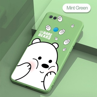 เคส Oppo A7 A5S A12 A12S A3S A12E A5 A15 A15S A16เคสโทรศัพท์มือถือซิลิโคนลายการ์ตูนหมีสีขาวกันกระแทก