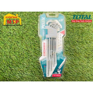 Total โททอล กุญแจหกเหลี่ยมหัวท๊อค 9 ตัวชุด ยาวพิเศษ THT-106391  ประแจเเอล ประแจหกเหลี่ยม ประแจหัวท็อก