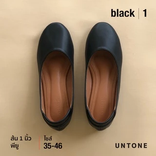 รองเท้าทำงานผู้หญิง คัทชูสีดำ หัวกลม ส้น 1 นิ้ว ไซส์ใหญ่ 35-46 [UNTONE AR10BLK]