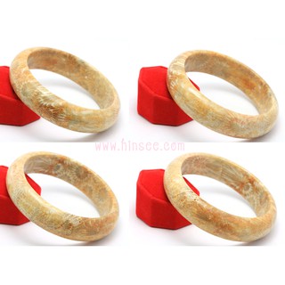 กำไลหินฟอสซิลปะการัง Coral bangle ขนาดหน้ากว้าง 18 มม. ขนาดวงใน 62 มม.