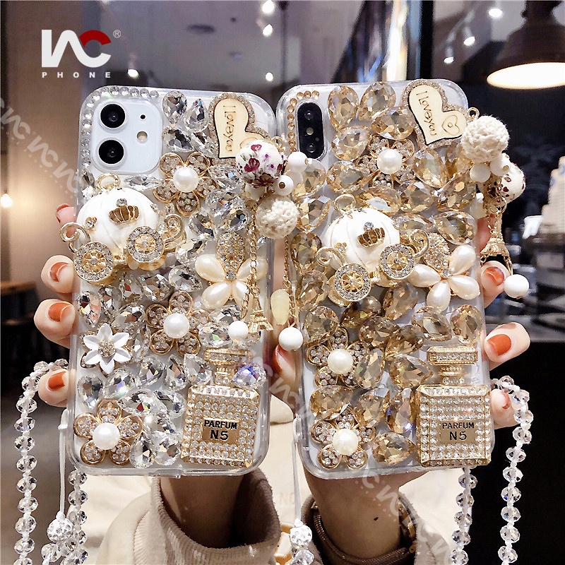 เคส Rhinestone สําหรับ iPhone 16 Pro Max 16 Plus 15ProMax 15 Pro 14 ProMax 14 Plus 13 Pro Max หรูหราเพชรเงาคริสตัล
