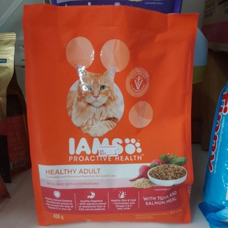 IAMS อาหารแมว พรีเมียม โดยมาร์ เพ็ทแคร์ ขนาด 499กรัม รสทูน่า แซลมอนสีส้ม และ รสไก่สีม่วง