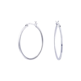 SILVER THAI 2mm x 25mm Flat hoop earrings silver ต่างหูแบบห่วงเงินแท้925ขนาด2มิลx25มิลห่วงกลมแบบล็อคใส่ออกงานก็เก๋คะ