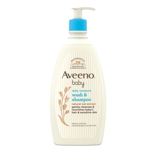 Aveeno Baby Daily Moisture Wash &amp; Shampoo, Oat Extract  532 mL อาวีโน่ สบู่อาบน้ำ และแชมพู สำหรับทารก ขนาด 532 มล.