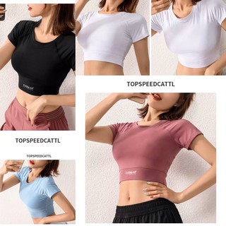 #S806 เสื้อครอปแขนสั้น เนื้อผ้าเป็นผ้าลื่น เบา เย็นสบาย
