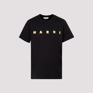 [S-5XL]เสื้อยืดคอกลม ผ้าฝ้ายแท้ พิมพ์ลายตัวอักษร Marni สไตล์เรียบง่าย สําหรับผู้ชาย และผู้หญิง ไซซ์ s - 5xl