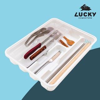 LUCKY HOME ถาดแบ่งช่อง 2 ชั้น สำหรับจัดของในลิ้นชัก KLC-102 ขนาดถาด (กว้าง x ยาว x สูง): 30.5 x 39.5 x 7 cm