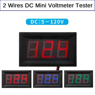 เครื่องวัดแรงดันไฟฟ้าดิจิตอล 0.56 นิ้ว Dc 5-120V 2 Wires สีแดงสีเขียวสีน้ําเงินสําหรับรถยนต์