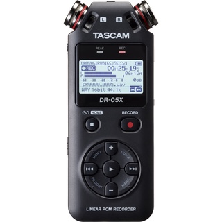 Tascam DR-05X *ของแท้รับประกันศูนย์* เครื่องบันทึกเสียง 2 แทร็ก,96 kHz / 24-Bit, ไมค์ Omni, ลำโพงในตัว, ช่องต่อหูฟัง