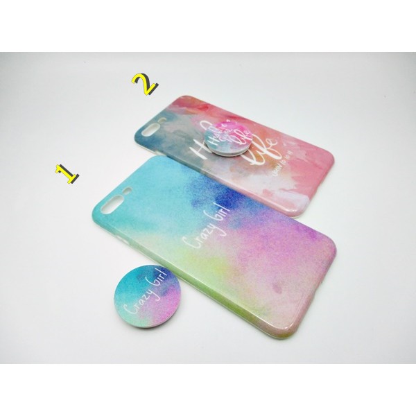 ไอโฟน #7plus #8plus #6plus/6splus  # 6/6s เคสtpuลายไล่สี มีpop socket