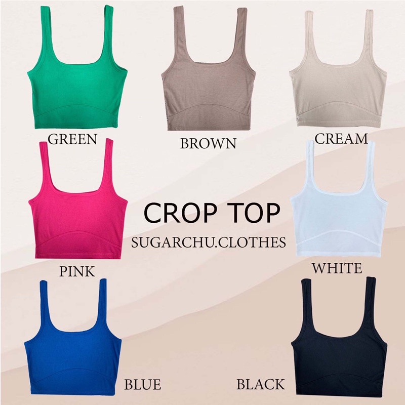 (Sugarchu.clothes)𝐶𝑟𝑜𝑝 𝑇𝑜𝑝เสื้อกล้ามครอปสุดน่ารัก ดีเทลตีเส้นโค้งช่วงใต้อก พร้อมส่ง