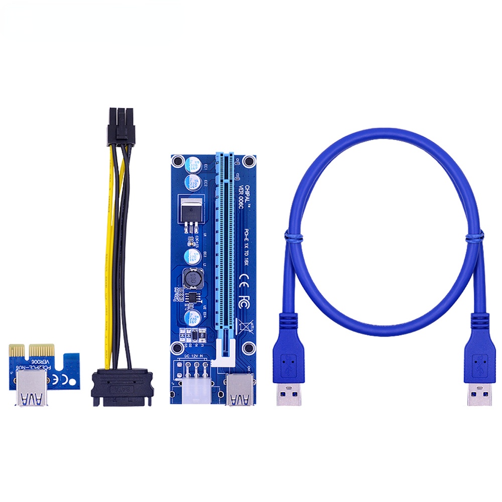 VER006C PCI-E Riser การ์ด 006C PCIE 1X ถึง 16X Extender 60 ซม.สาย USB 3.0