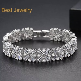 Best Jewelry ข้อมือเพชรเกรดพรีเมี่ยม ประกายไฟเทียเท่าเพชรแท้ เครื่องประดับออกงาน เกรดสวย สร้อยเพชร รับ dropship