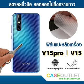 ฟิล์มแปะหลัง V15pro | V15 ลายคาร์บอน เคฟล่า ป้องกันหลังเครื่อง ลอกออกไม่ทิ้งคราบกาว