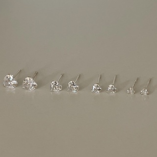 Your wishlist / Diamond heart stud earrings / ต่างหูปักก้านเงินแท้ ต่างหูปักก้านเพชร cz ทรงหัวใจ ต่างหูแป้น