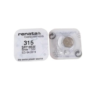 ถ่านกระดุม Renata ถ่าน ของแท้ 1.55V ไม่มีสารปรอท 0%mercur SR716SW , 315 / SR716SW