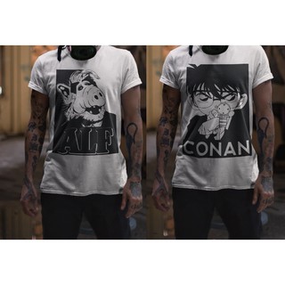 7Qbb เสื้อยืด Unisex รุ่น Alf and Conan Edition T-Shirt สวยใส่สบายแบรนด์ Khepri 100%cotton comb   สีน้ำเงิน     มัด