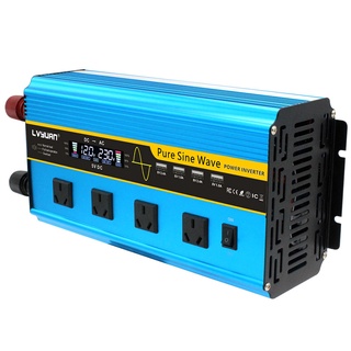 Solar Inverter 12Vdc / 24Vdc to 220Vac Off Grid Pure Sine Wave Wireless  4USB 3.1A Converter With 3 Socket