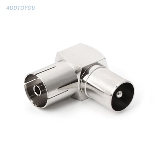 【3C】 90° อะแดปเตอร์สายเคเบิลทีวี RF Coaxial F Female to TV Male Plug to Female Socket