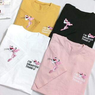 90 บาทเท่านั้น❗ เพียงใส่โค๊ด!! ใหม่ เสื้อยืดเกาหลีโอเวอร์ไซส์ สกรีนลาย Pink panther