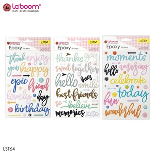 Laboom (ลาบูม) สติ๊กเกอร์ตัวอักษร น่ารัก Thank you Pastel มีสีสัน สำหรับตกแต่ง รหัส LST64